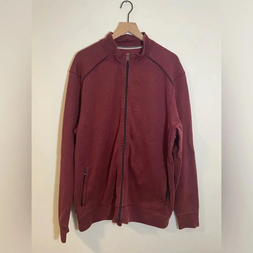 Cutter & Buck Full Zip Maroon Sweatshirt Embroidered Logo Quality Size 2XT EUC